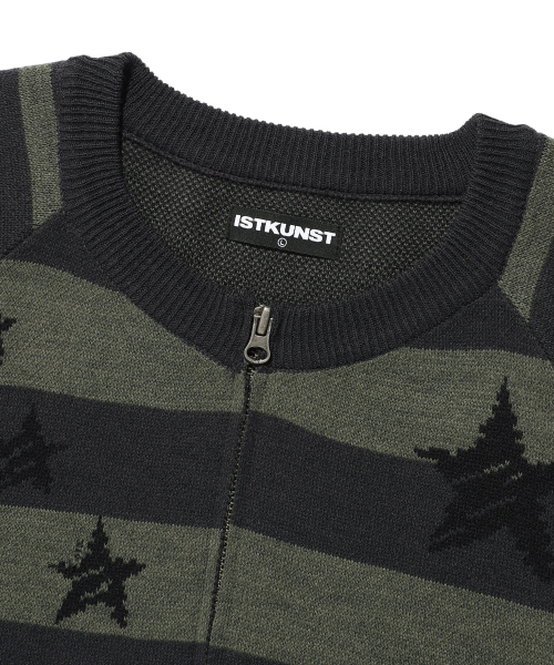 ISTKUNST（イストクンスト）の「STAR STRIPE RAGLAN KNIT ZIP UP_CHARCOAL(IK2FFMK685A)（ニット/セーター・レディース・チャコール・S/M/L）」の4枚目の写真