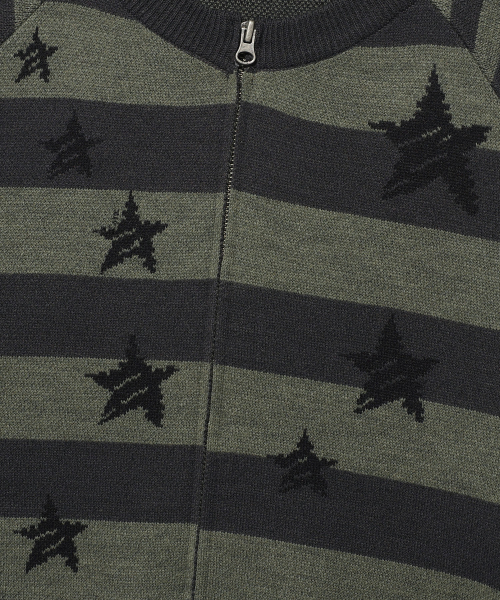 ISTKUNST（イストクンスト）の「STAR STRIPE RAGLAN KNIT ZIP UP_CHARCOAL(IK2FFMK685A)（ニット/セーター・レディース・チャコール・S/M/L）」の5枚目の写真
