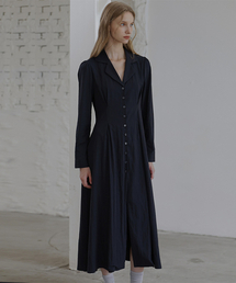 DEHEVE（デヘヴェ）の「Classic Open Collar Long Dress [Navy]（ワンピース）」