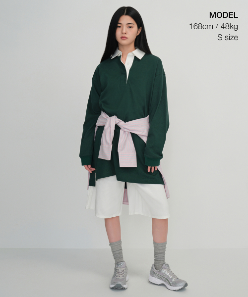 MUSINSA STANDARD WOMAN（ムシンサスタンダードウーマン）の「ウィメンズオーバーサイズラグビードレス[グリーン]（ワンピース・レディース・その他・SMALL/MEDIUM/LARGE/X-SMALL）」の2枚目の写真