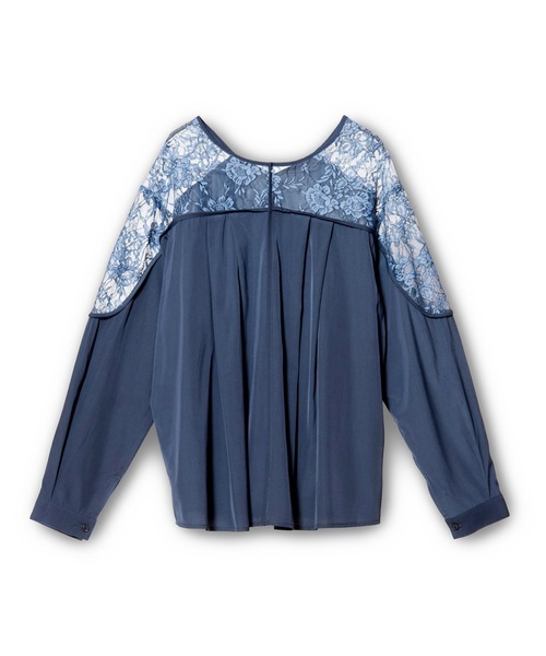 OSMOSIS(オズモーシス)の「2WAYレース切替ブラウス(シャツ/ブラウス・レディース・ブラック/ブルーグレー/アイボリー・ONE SIZE)」の4枚目の写真