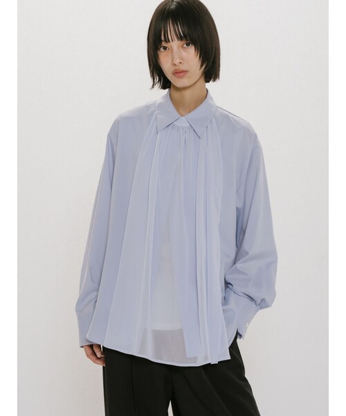 MIDIUMISOLID(ミディウミソリッド)の「MIDIUMISOLID for Ladies シアーレイヤードシャツ(シャツ/ブラウス・レディース・ライトブルー/アイボリー/チャコールグレー・FREE)」の11枚目の写真