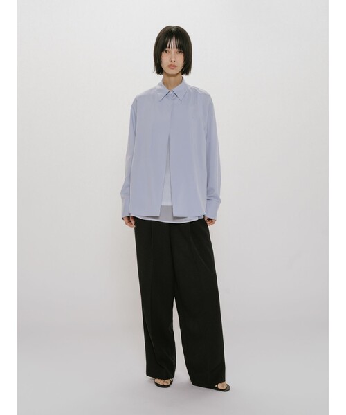 MIDIUMISOLID(ミディウミソリッド)の「MIDIUMISOLID for Ladies シアーレイヤードシャツ(シャツ/ブラウス・レディース・ライトブルー/アイボリー/チャコールグレー・FREE)」の12枚目の写真