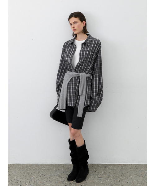 ATELIER NAIN（アトリエナイン）の「ESSENTIAL WASHING CHECK RELAXED SHIRT(BL-4368)（シャツ/ブラウス・レディース・バーガンディー・FREE）」の2枚目の写真