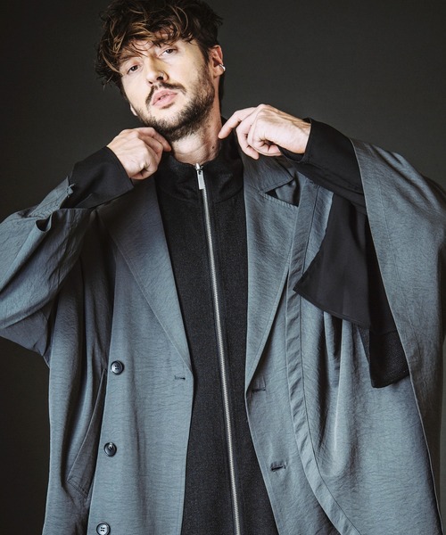 NO ID.（ノーアイディ）の「【NO ID.】Asymmetry Double Breasted Coat / アシンメトリー ダブル ブレスト コート（その他アウター・メンズ・ブラック/グレー/その他23・ONE SIZE）」の2枚目の写真