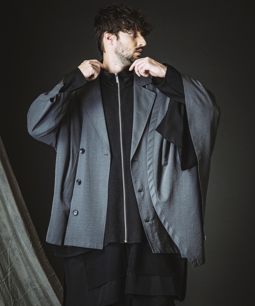 NO ID.（ノーアイディ）の「【NO ID.】Asymmetry Double Breasted Coat / アシンメトリー ダブル ブレスト コート（その他アウター・メンズ・ブラック/グレー/その他23・ONE SIZE）」の5枚目の写真