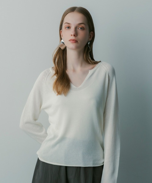 SERENO(セレーノ)の「リネンブレンド スキッパープルオーバー(Tシャツ/カットソー・レディース・ホワイト/ブラウン/ブラック/カーキ・ONESIZE)」の2枚目の写真