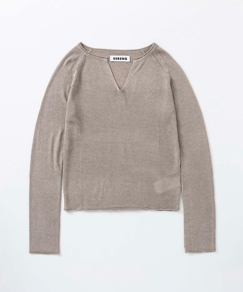 SERENO(セレーノ)の「リネンブレンド スキッパープルオーバー(Tシャツ/カットソー・レディース・ホワイト/ブラウン/ブラック/カーキ・ONESIZE)」の16枚目の写真