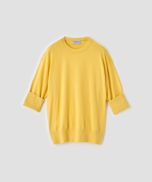 JOHN SMEDLEY(ジョンスメドレー)の「ターンバック5分袖コットンニットプルオーバー(ニット/セーター・レディース・イエロー系その他2・S/M)」の2枚目の写真