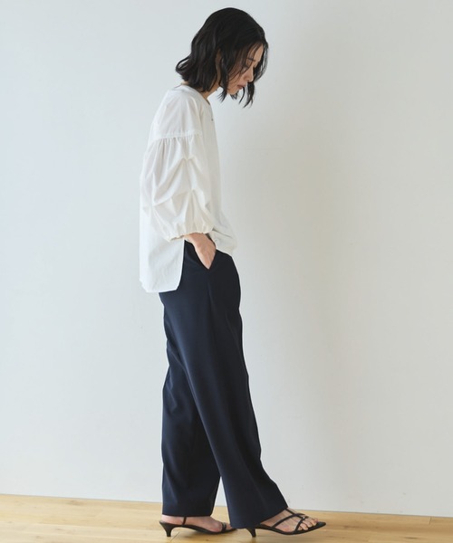 Doux archives（ドゥアルシーヴ）の「【多機能麻調合繊】センタープレスパンツ（スラックス・レディース・ネイビー/ベージュ・FREE）」の12枚目の写真