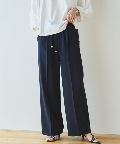 Doux archives（ドゥアルシーヴ）の「【多機能麻調合繊】センタープレスパンツ（スラックス・レディース・ネイビー/ベージュ・FREE）」の14枚目の写真