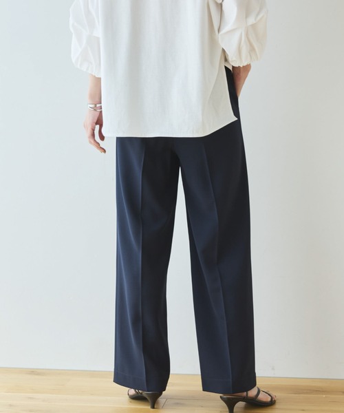 Doux archives（ドゥアルシーヴ）の「【多機能麻調合繊】センタープレスパンツ（スラックス・レディース・ネイビー/ベージュ・FREE）」の18枚目の写真