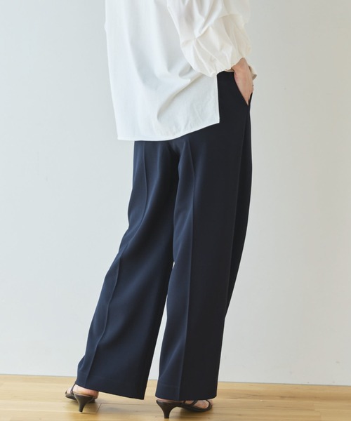 Doux archives（ドゥアルシーヴ）の「【多機能麻調合繊】センタープレスパンツ（スラックス・レディース・ネイビー/ベージュ・FREE）」の19枚目の写真