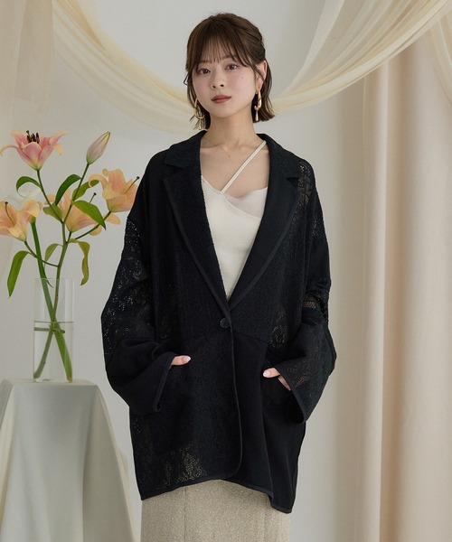 mideal(マイディール)の「lace over jacket / レースオーバージャケット(テーラードジャケット・レディース・ブラック/アイボリー・FREE)」の19枚目の写真