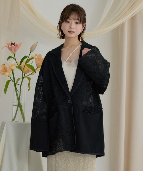 mideal(マイディール)の「lace over jacket / レースオーバージャケット(テーラードジャケット・レディース・ブラック/アイボリー・FREE)」の22枚目の写真