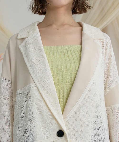 mideal(マイディール)の「lace over jacket / レースオーバージャケット(テーラードジャケット・レディース・ブラック/アイボリー・FREE)」の7枚目の写真