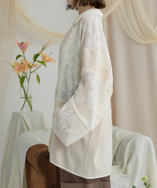 mideal(マイディール)の「lace over jacket / レースオーバージャケット(テーラードジャケット・レディース・ブラック/アイボリー・FREE)」の8枚目の写真