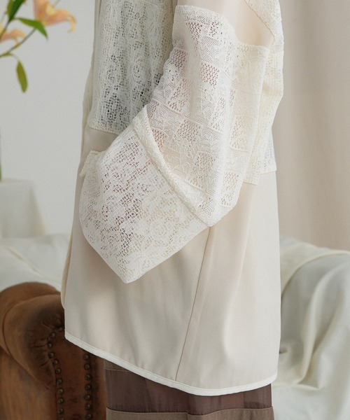 mideal(マイディール)の「lace over jacket / レースオーバージャケット(テーラードジャケット・レディース・ブラック/アイボリー・FREE)」の10枚目の写真