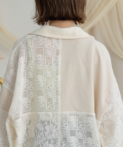 mideal(マイディール)の「lace over jacket / レースオーバージャケット(テーラードジャケット・レディース・ブラック/アイボリー・FREE)」の11枚目の写真