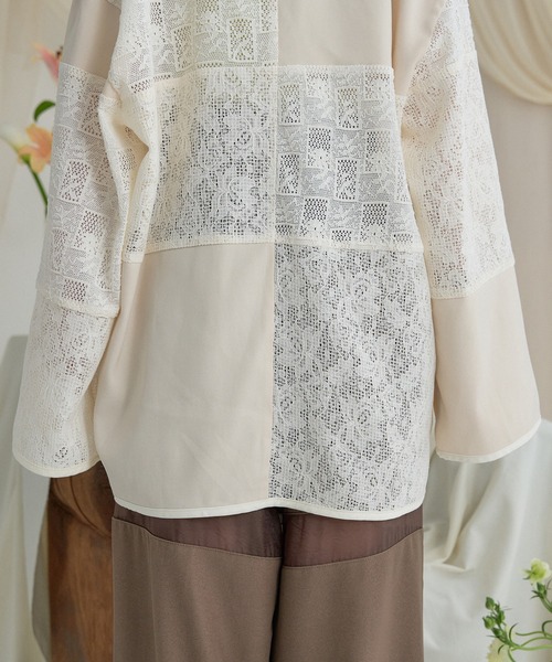 mideal(マイディール)の「lace over jacket / レースオーバージャケット(テーラードジャケット・レディース・ブラック/アイボリー・FREE)」の12枚目の写真