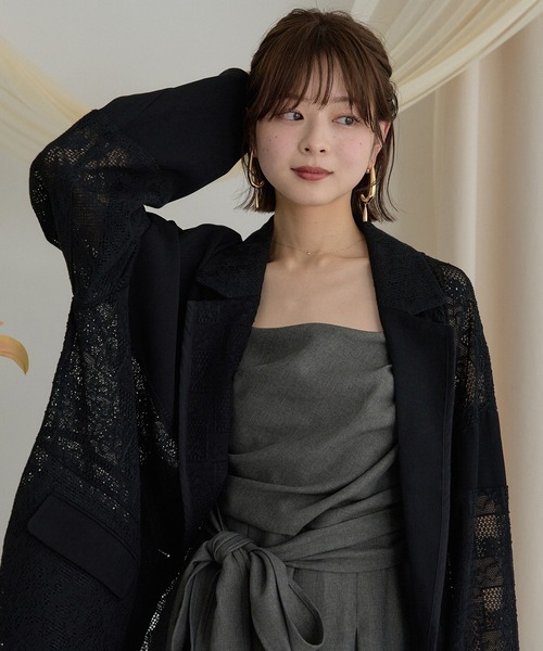 mideal(マイディール)の「lace over jacket / レースオーバージャケット(テーラードジャケット・レディース・ブラック/アイボリー・FREE)」の16枚目の写真