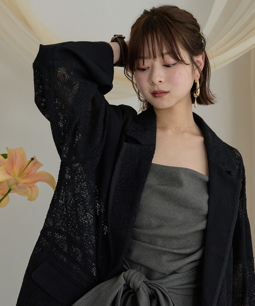mideal(マイディール)の「lace over jacket / レースオーバージャケット(テーラードジャケット・レディース・ブラック/アイボリー・FREE)」の17枚目の写真