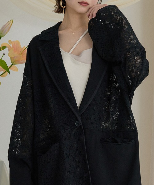 mideal(マイディール)の「lace over jacket / レースオーバージャケット(テーラードジャケット・レディース・ブラック/アイボリー・FREE)」の13枚目の写真