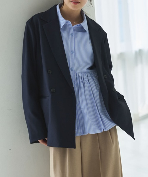 archives（アルシーヴ）の「【ＯＮかわ】バルーンペプラムシャツ（シャツ/ブラウス・レディース・ブルー/ホワイト×ブルー/イエロー/ピンク・MEDIUM）」の9枚目の写真