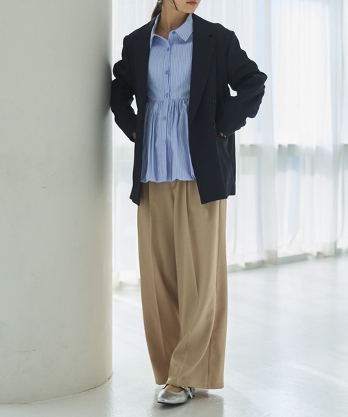 archives（アルシーヴ）の「【ＯＮかわ】バルーンペプラムシャツ（シャツ/ブラウス・レディース・ブルー/ホワイト×ブルー/イエロー/ピンク・MEDIUM）」の12枚目の写真