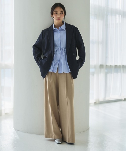 archives（アルシーヴ）の「【ＯＮかわ】バルーンペプラムシャツ（シャツ/ブラウス・レディース・ブルー/ホワイト×ブルー/イエロー/ピンク・MEDIUM）」の10枚目の写真