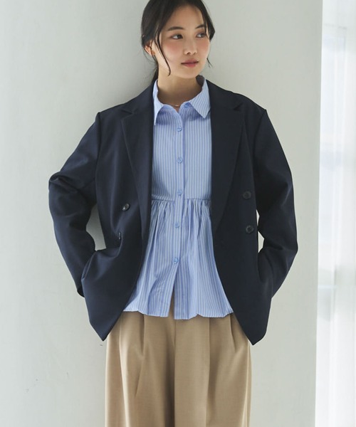 archives（アルシーヴ）の「【ＯＮかわ】バルーンペプラムシャツ（シャツ/ブラウス・レディース・ブルー/ホワイト×ブルー/イエロー/ピンク・MEDIUM）」の5枚目の写真