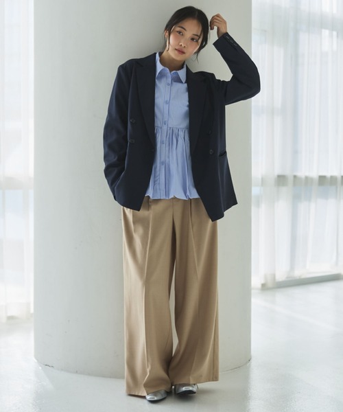 archives（アルシーヴ）の「【ＯＮかわ】バルーンペプラムシャツ（シャツ/ブラウス・レディース・ブルー/ホワイト×ブルー/イエロー/ピンク・MEDIUM）」の11枚目の写真