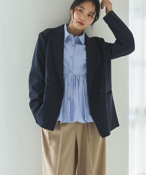 archives（アルシーヴ）の「【ＯＮかわ】バルーンペプラムシャツ（シャツ/ブラウス・レディース・ブルー/ホワイト×ブルー/イエロー/ピンク・MEDIUM）」の6枚目の写真