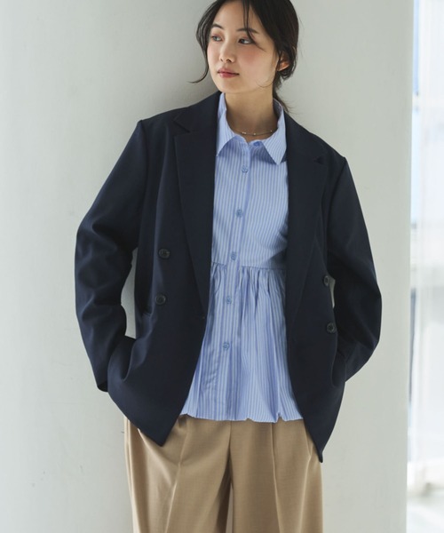 archives（アルシーヴ）の「【ＯＮかわ】バルーンペプラムシャツ（シャツ/ブラウス・レディース・ブルー/ホワイト×ブルー/イエロー/ピンク・MEDIUM）」の7枚目の写真