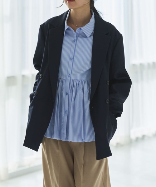 archives（アルシーヴ）の「【ＯＮかわ】バルーンペプラムシャツ（シャツ/ブラウス・レディース・ブルー/ホワイト×ブルー/イエロー/ピンク・MEDIUM）」の8枚目の写真