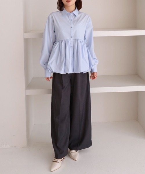 archives（アルシーヴ）の「【ＯＮかわ】バルーンペプラムシャツ（シャツ/ブラウス・レディース・ブルー/ホワイト×ブルー/イエロー/ピンク・MEDIUM）」の18枚目の写真