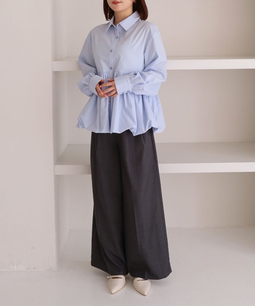 archives（アルシーヴ）の「【ＯＮかわ】バルーンペプラムシャツ（シャツ/ブラウス・レディース・ブルー/ホワイト×ブルー/イエロー/ピンク・MEDIUM）」の20枚目の写真