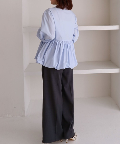 archives（アルシーヴ）の「【ＯＮかわ】バルーンペプラムシャツ（シャツ/ブラウス・レディース・ブルー/ホワイト×ブルー/イエロー/ピンク・MEDIUM）」の22枚目の写真