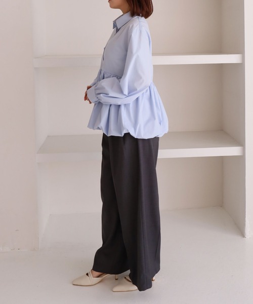 archives（アルシーヴ）の「【ＯＮかわ】バルーンペプラムシャツ（シャツ/ブラウス・レディース・ブルー/ホワイト×ブルー/イエロー/ピンク・MEDIUM）」の21枚目の写真