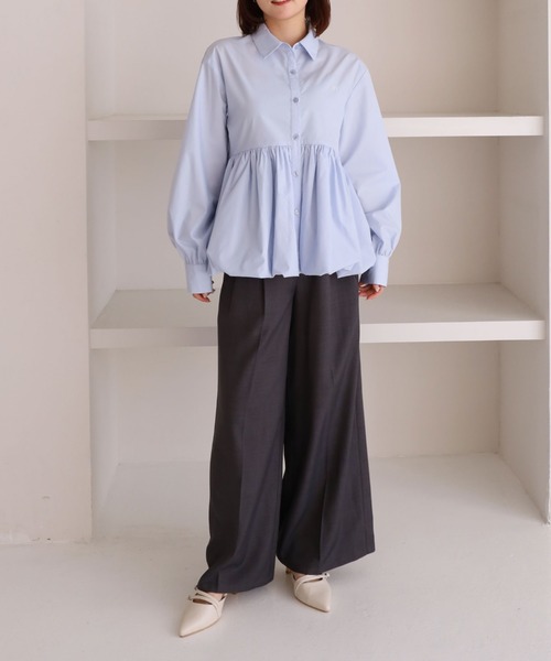 archives（アルシーヴ）の「【ＯＮかわ】バルーンペプラムシャツ（シャツ/ブラウス・レディース・ブルー/ホワイト×ブルー/イエロー/ピンク・MEDIUM）」の19枚目の写真