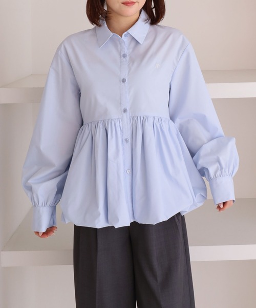 archives（アルシーヴ）の「【ＯＮかわ】バルーンペプラムシャツ（シャツ/ブラウス・レディース・ブルー/ホワイト×ブルー/イエロー/ピンク・MEDIUM）」の14枚目の写真