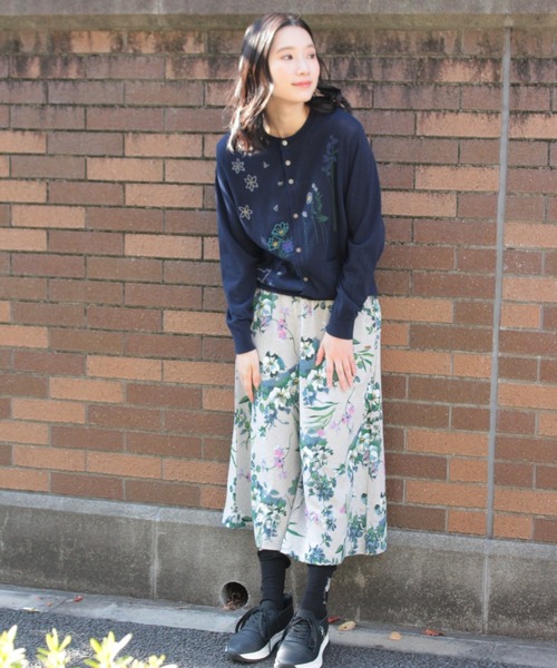 SUPER HAKKA(スーパーハッカ)の「フロラフロートプリント裏毛ガウチョパンツ(その他パンツ・レディース・ブルー/杢グレー・FREE)」の6枚目の写真