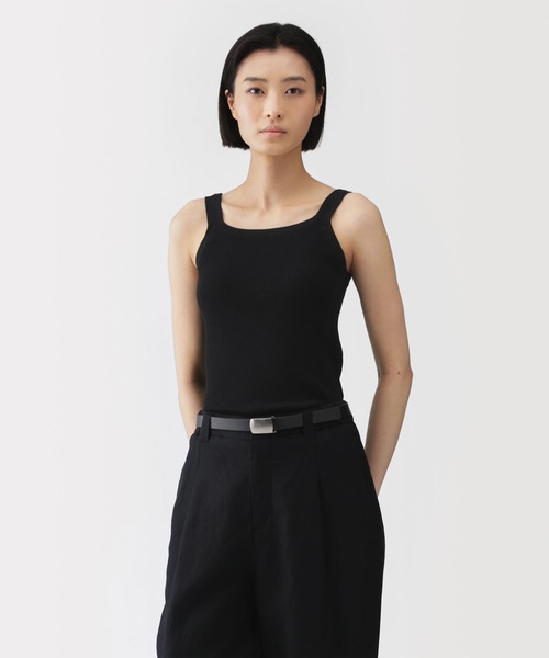 MUJI Labo（ムジラボ）の「〔MUJI Labo〕婦人 強撚コットンニットタンクトップ（タンクトップ・レディース・ブラック/オフホワイト・S/M/L/XL）」の2枚目の写真