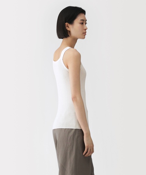 MUJI Labo（ムジラボ）の「〔MUJI Labo〕婦人 強撚コットンニットタンクトップ（タンクトップ・レディース・ブラック/オフホワイト・S/M/L/XL）」の4枚目の写真