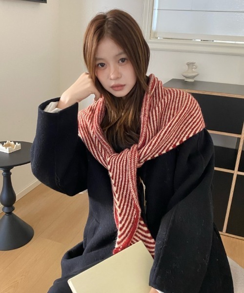 ウール混 ボーダーニットマフラー（マフラー）｜Ritzy（リッツィー）の