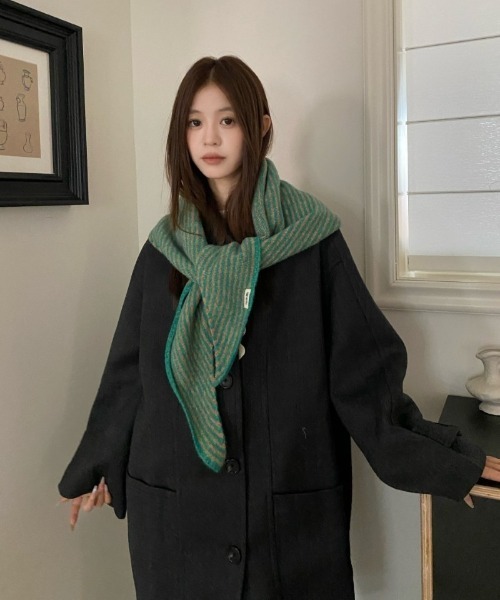 ウール混 ボーダーニットマフラー（マフラー）｜Ritzy（リッツィー）の