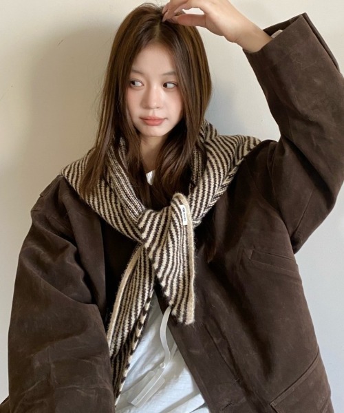 ウール混 ボーダーニットマフラー（マフラー）｜Ritzy（リッツィー）の