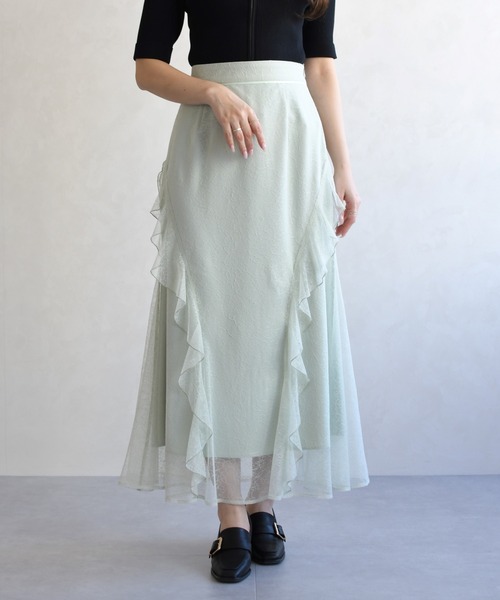 31 Sons de mode（トランテアン　ソン　ドゥ　モード）の「2026春夏新作 レースセミマーメイドスカート（スカート・レディース・オフホワイト/ライトグリーン・S/M）」の15枚目の写真