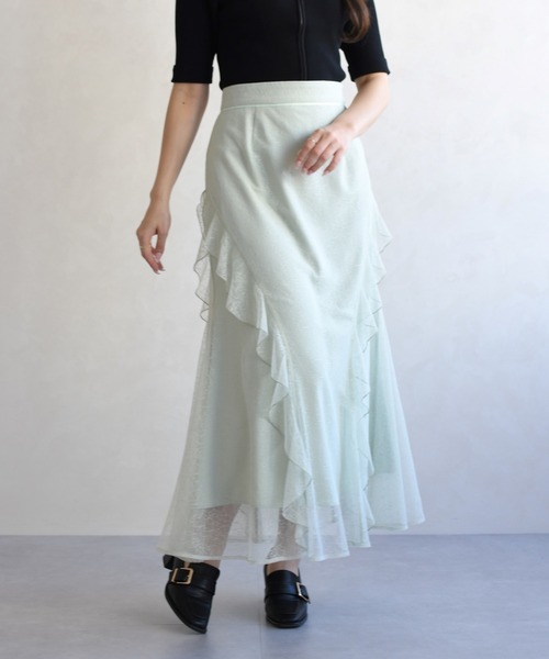 31 Sons de mode（トランテアン　ソン　ドゥ　モード）の「2026春夏新作 レースセミマーメイドスカート（スカート・レディース・オフホワイト/ライトグリーン・S/M）」の17枚目の写真