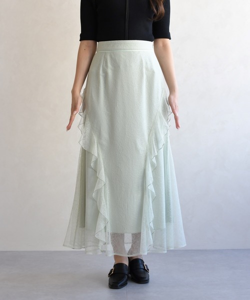 31 Sons de mode（トランテアン　ソン　ドゥ　モード）の「2026春夏新作 レースセミマーメイドスカート（スカート・レディース・オフホワイト/ライトグリーン・S/M）」の19枚目の写真